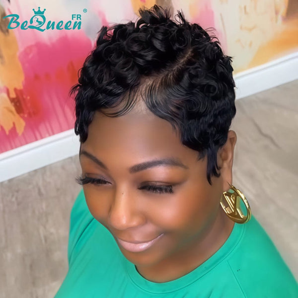BeQueen Wig "Lorin" Black Pixie with Lace Front
