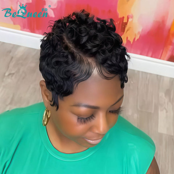 BeQueen Wig "Lorin" Black Pixie with Lace Front