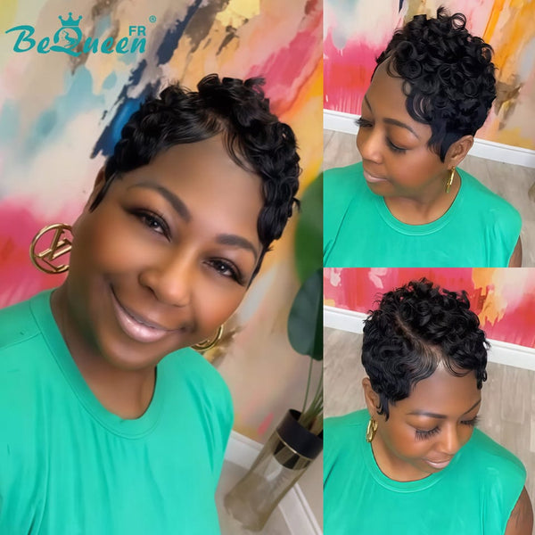 BeQueen Wig "Lorin" Black Pixie with Lace Front