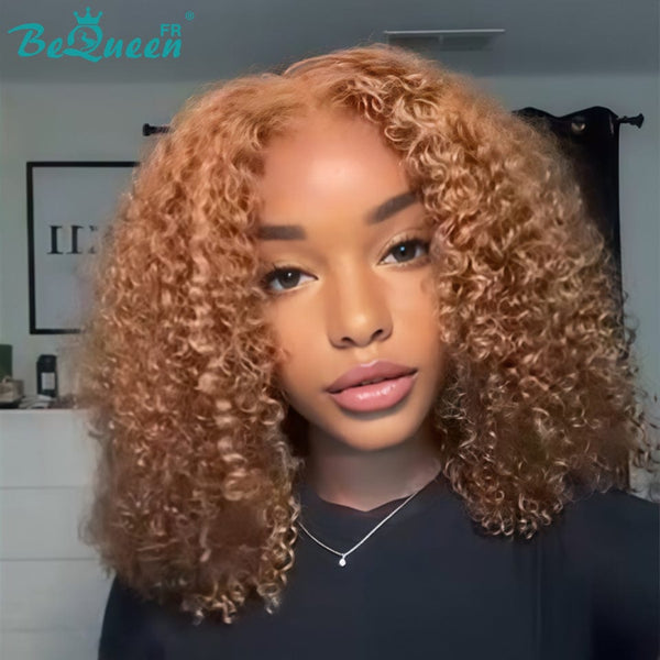 BeQueen “Marco” Bob Brown Water Wave Wig with 4*4 Lace Closure Honey Brown Mix Color High Density 235G