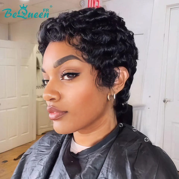 Bequeen Wig “Simmy” Pixie black curly glueless Ready to wear