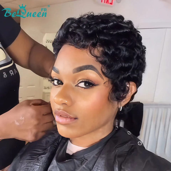 Bequeen Wig “Simmy” Pixie black curly glueless Ready to wear