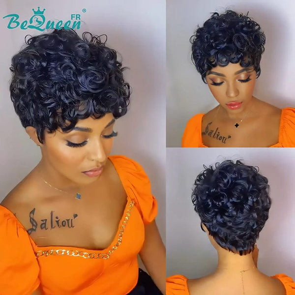 Bequeen Wig “Simmy” Pixie black curly glueless Ready to wear