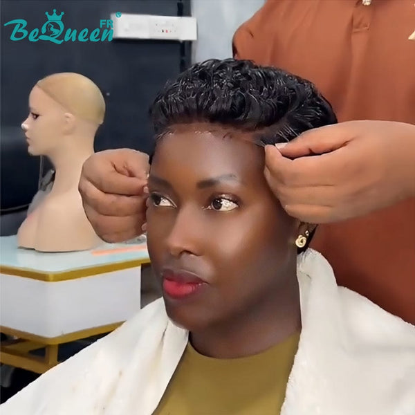 Bequeen “Suwa” Pixie Black Glueless Lace Front Wig With Side Part