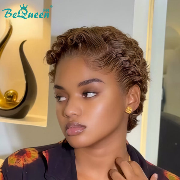 Bequeen “Suwe” Brown Pixie Glueless Lace Front Wig With Side Parting style 7