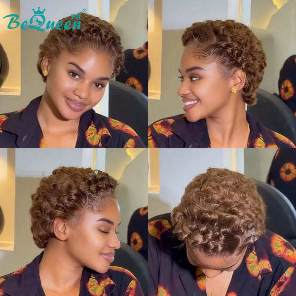 Bequeen “Suwe” Brown Pixie Glueless Lace Front Wig With Side Parting style 7