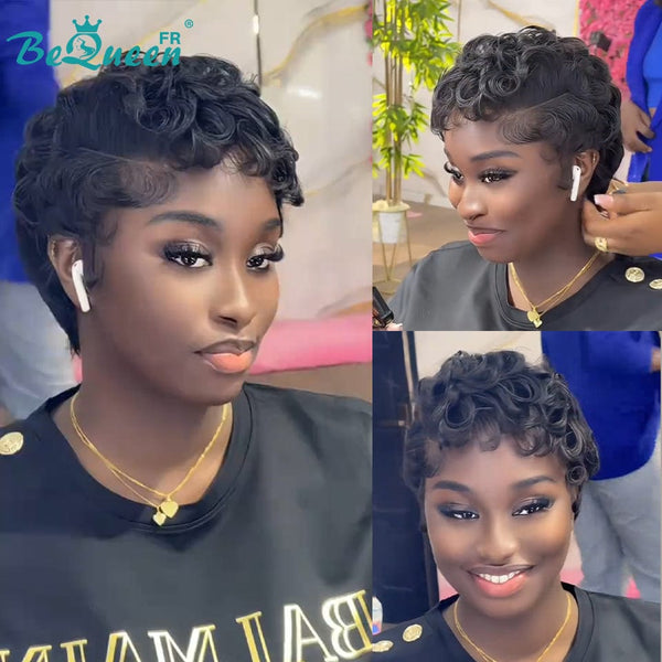 Bequeen “Suwe” Pixie Black Glueless Lace Front Wig With Side Part