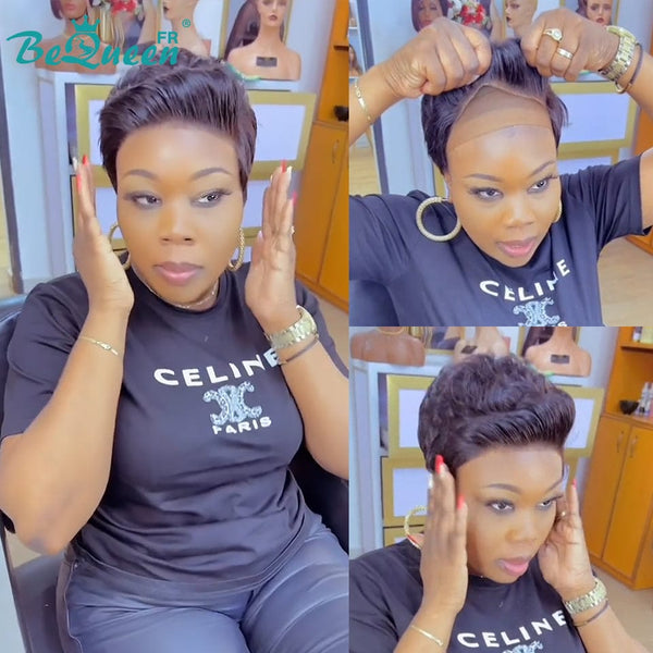 Bequeen “Suwis” Pixie Black Glueless Lace Front Wig With Side Part