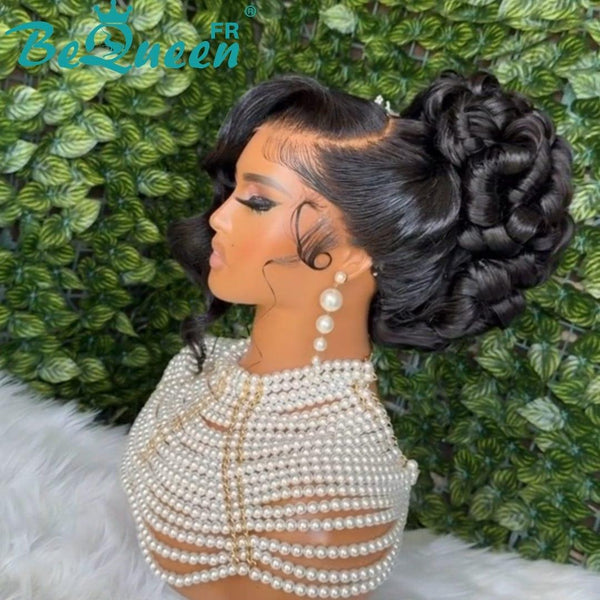 BeQueen “Pilar” Perruque de mariage noir Chignon avec Lace Frontale 13x4