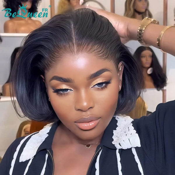 BeQueen "Sonia" Peruca Personalizada Bob Liso Pronto a Usar Sem Cola 13X4 8 polegadas estilo 2