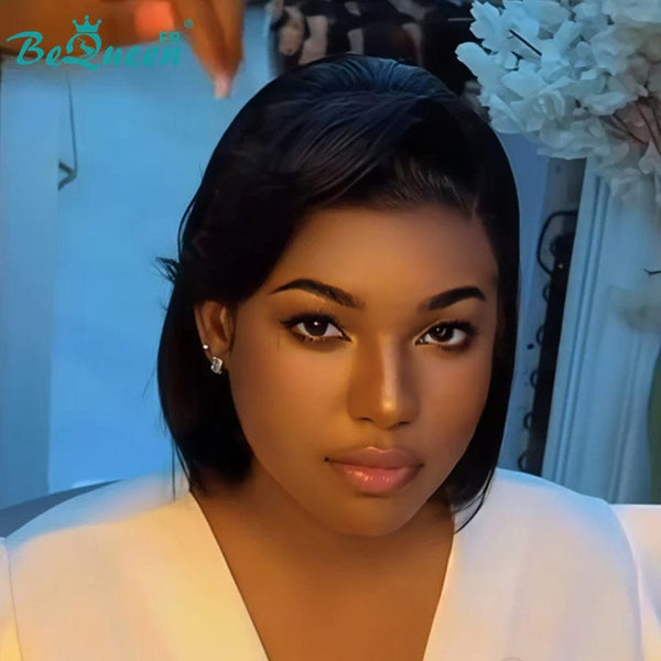 BeQueen "Sonia" Peruca Personalizada Bob Liso Pronto a Usar Sem Cola 13X4 8 polegadas estilo 2