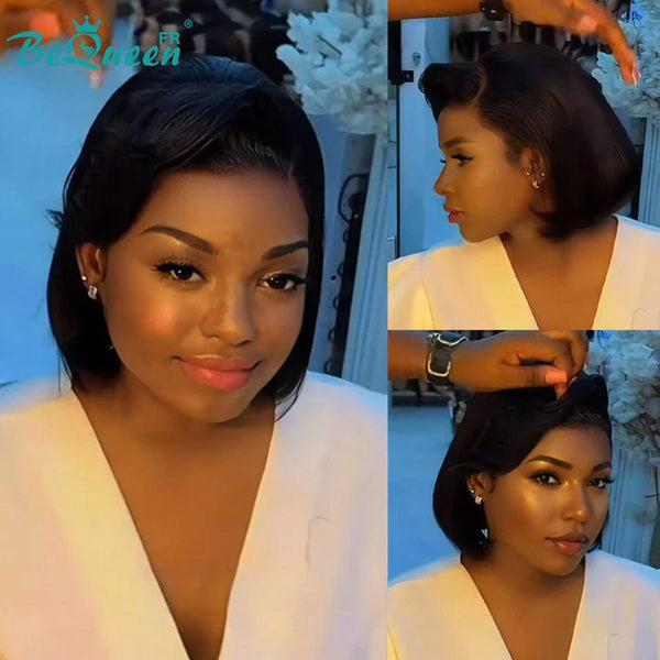 BeQueen "Sonia" Peruca Personalizada Bob Liso Pronto a Usar Sem Cola 13X4 8 polegadas estilo 2