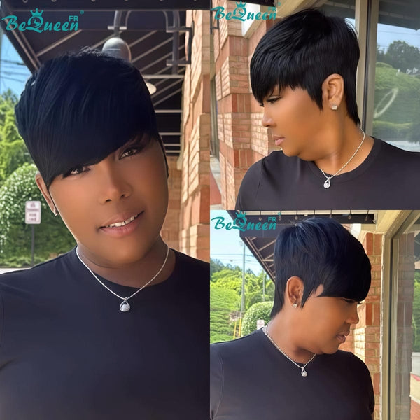 BeQueen "Sue" Straight Layered Pixie Wig Glueless Natural Wig Style 3
