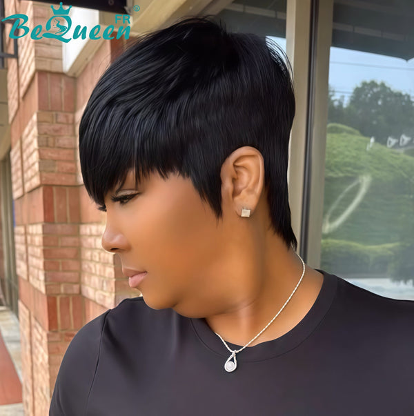 BeQueen "Sue" Straight Layered Pixie Wig Glueless Natural Wig Style 3