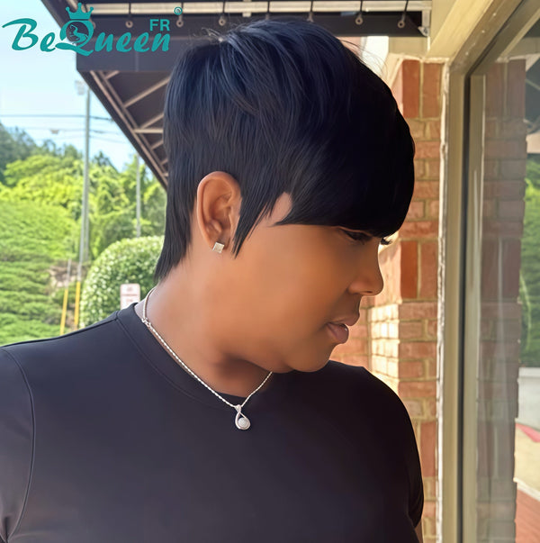 BeQueen "Sue" Straight Layered Pixie Wig Glueless Natural Wig Style 3