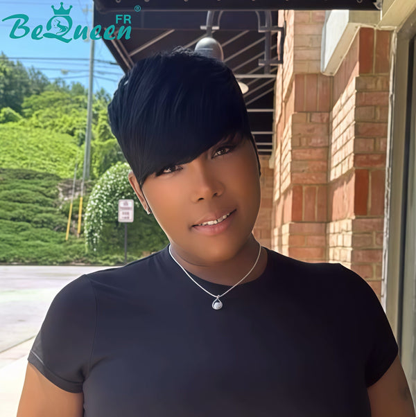 BeQueen "Sue" Straight Layered Pixie Wig Glueless Natural Wig Style 3