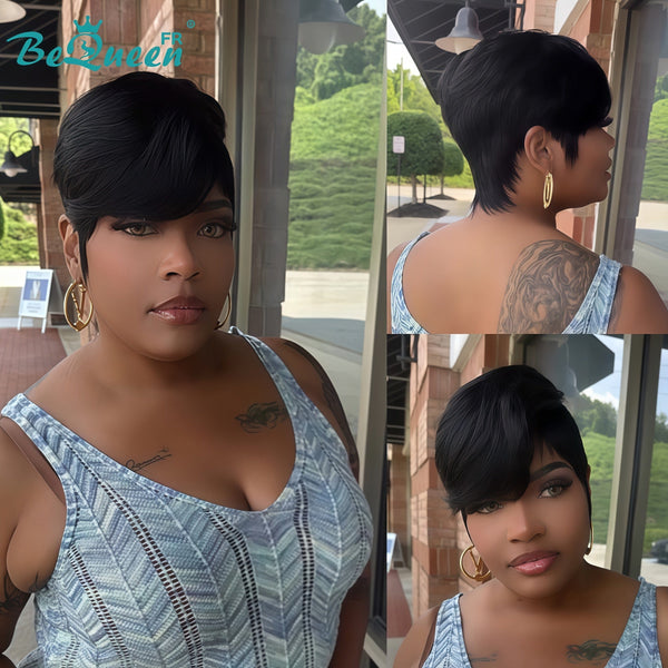 BeQueen "Sue" Straight Layered Pixie Wig Glueless Natural Wig Style 4