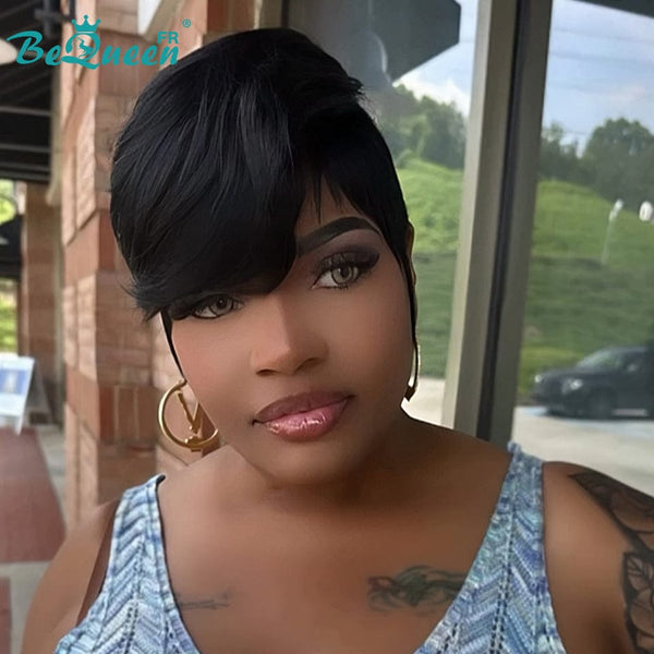 BeQueen "Sue" Straight Layered Pixie Wig Glueless Natural Wig Style 4