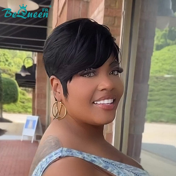 BeQueen "Sue" Straight Layered Pixie Wig Glueless Natural Wig Style 4