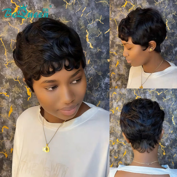 BeQueen "Sue" Peluca Pixie Liso en Capas Sin Cola Peluca Natural