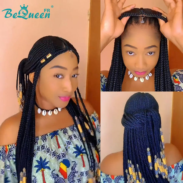 BeQueen “Tesi” Long Braided Lace Front Wig With Hair Accessories