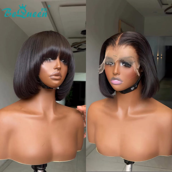 BeQueen "Sonia" Peluca Personalizada Bob Lisa Lista para Usar Sin Pegamento 13X4 8 pulgadas estilo 2