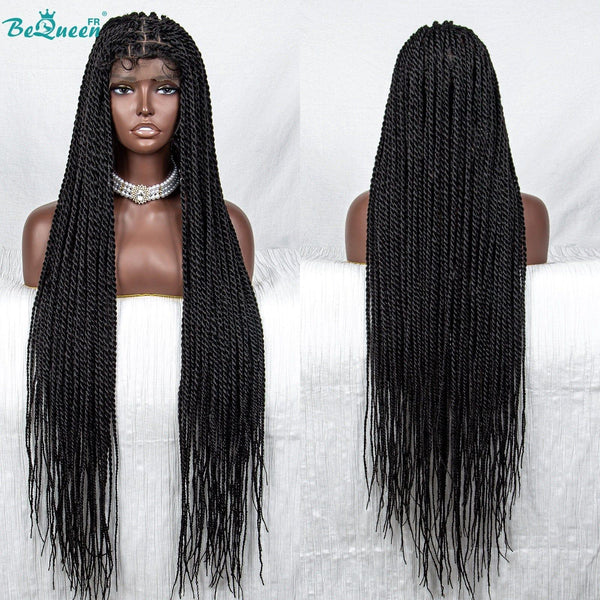 BeQueen „Oumou“ Perücke mit langen Zöpfen aus Vollspitze