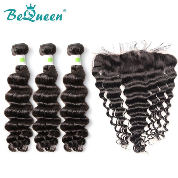 【Bequeen】Free Eyelash 10A Brazilian 100% Virgin Hair Natural Wave Hair bundles with Closure/Frontal Deal free shipping - Bequeen Office Store