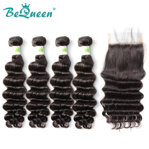 【Bequeen】Free Eyelash 10A Brazilian 100% Virgin Hair Natural Wave Hair bundles with Closure/Frontal Deal free shipping - Bequeen Office Store