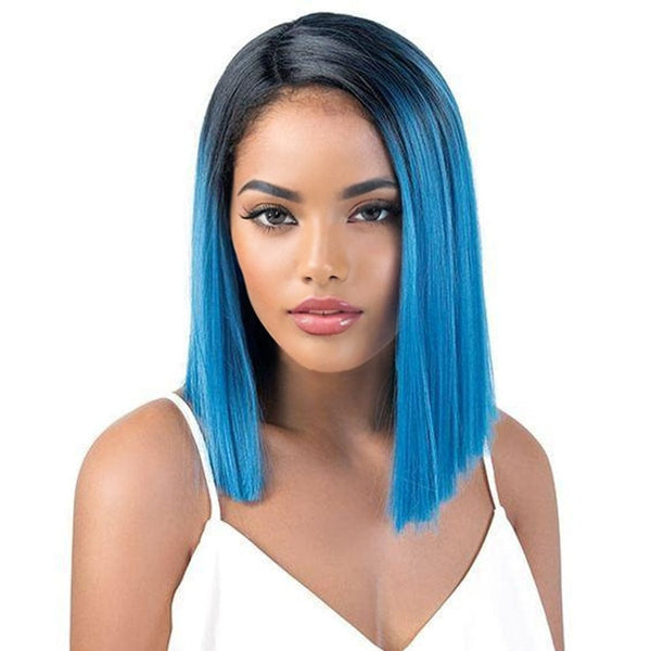 BeQueen Perruque à Dentelle Closure 4x4 Bob Colorée Racine Noir  #1B, Perruque Cheveux Lisses