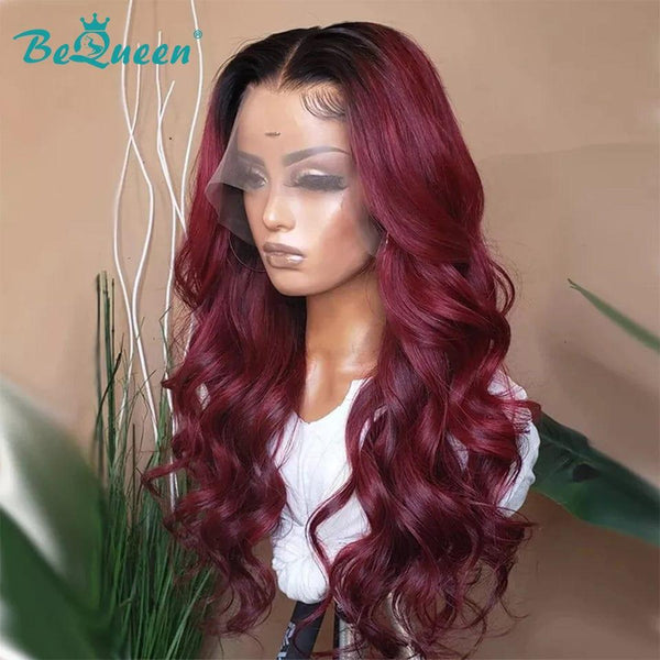 BeQueen „Cloris“ Body Wave Perücke Burgunderrot und Schwarz #1B99J