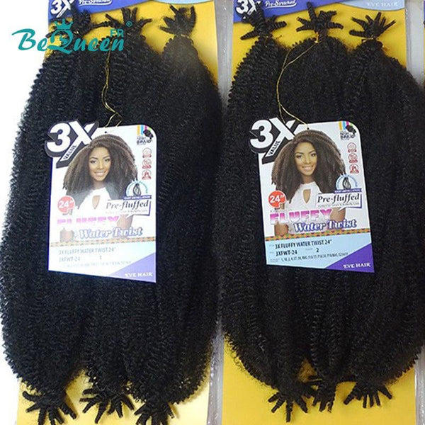 BeQueen Wig Afro curl kanekalon kinky hair 3x water twi st braids(2 packs)