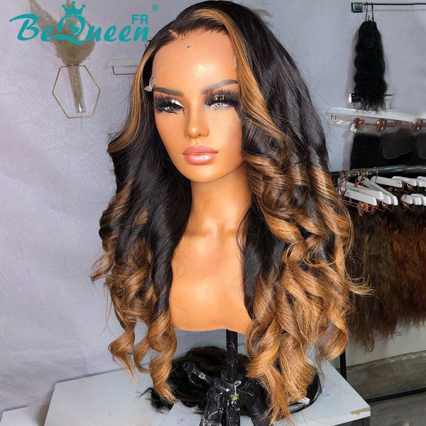 BeQueen "Dania" Body wave Black mix Brown wig with 4x4 lace closure