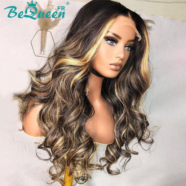 BeQueen „Dania“ Body Wave Perücke Schwarz Mix Honey mit 4x4 Verschluss