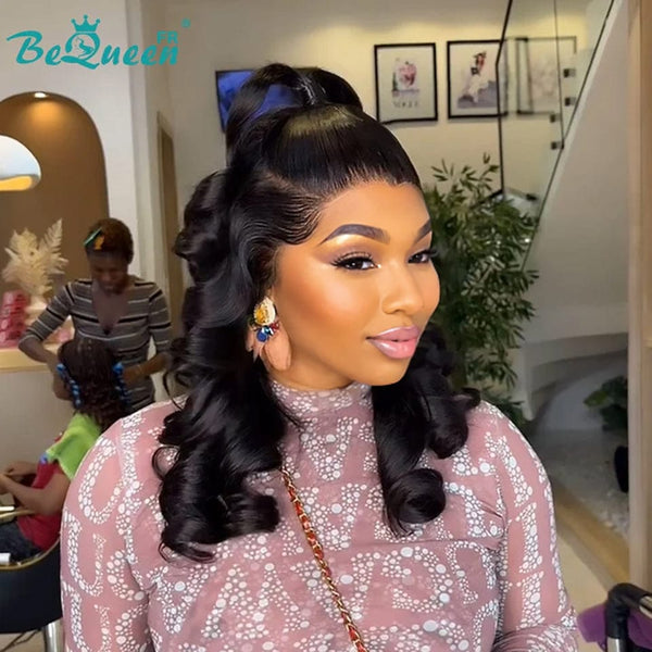BeQueen “Dania” Long Body Wave Wig with Lace Front 24 Inches Already Customized Glueless Ready to Wear Half Price