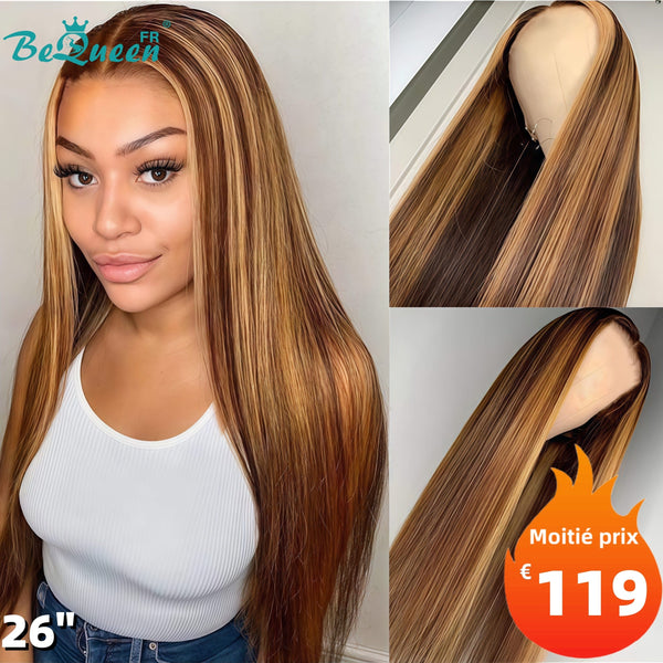 BeQueen "Eva" Peluca Larga Lisa con Frente de Encaje 26 Pulgadas Mitad de Precio