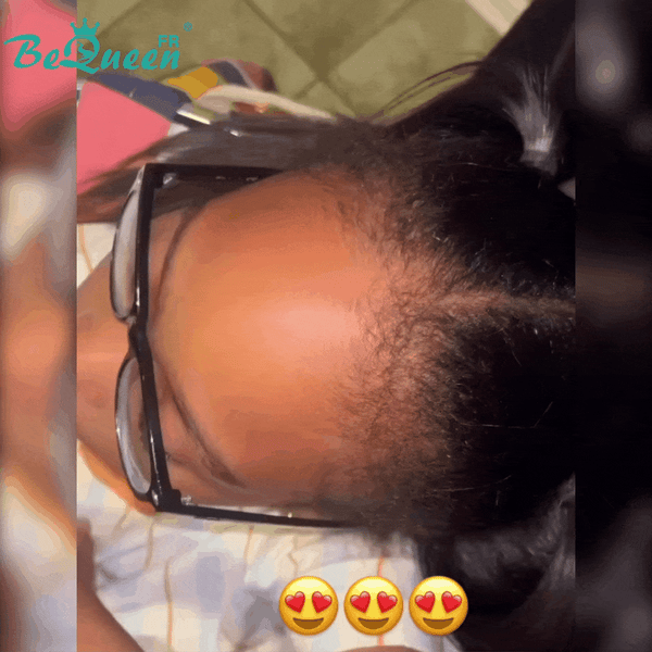 BeQueen „Gigner“ glatte Perücke 12 Zoll falsche Pony mit Spitzenfrontal 13*4