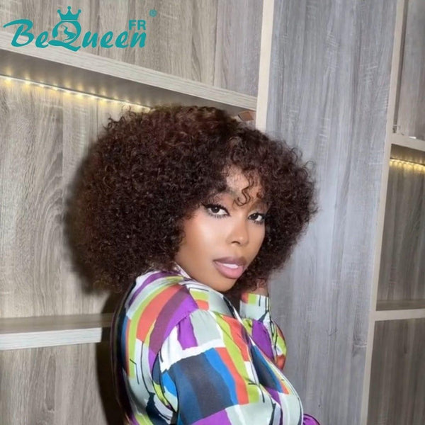 BeQueen "Josie" Brown Curly Wave Bob Wig with Glueless 12 Inches Half Price