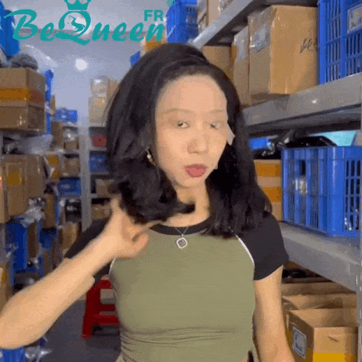 BeQueen “Klaus” Perruque Bob Bords Bouclés Kinky Straight avec Lace frontale 13x4