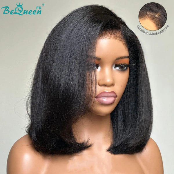 BeQueen “Klaus” Perruque Bob Bords Bouclés Kinky Straight avec Lace frontale 13x4