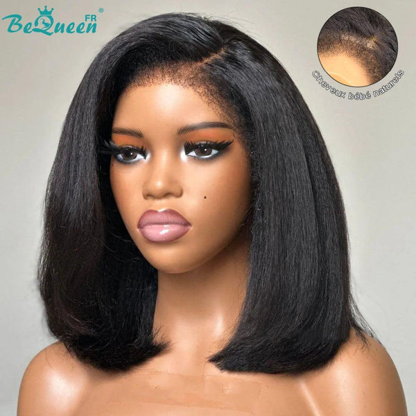 BeQueen “Klaus” Perruque Bob Bords Bouclés Kinky Straight avec Lace frontale 13x4