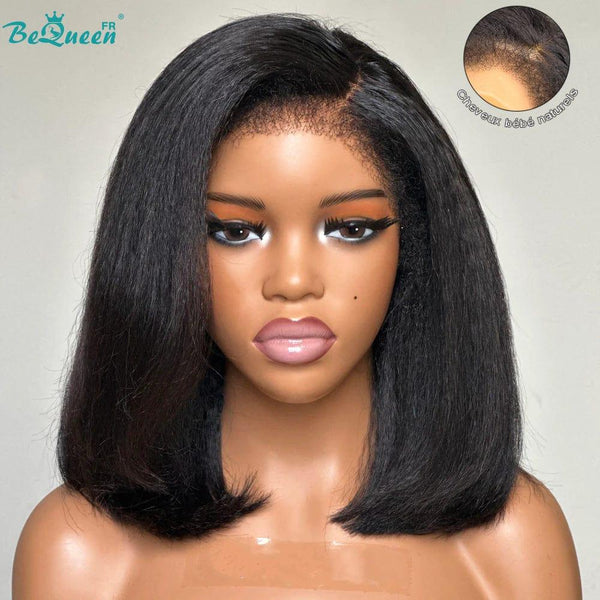 BeQueen “Klaus” Perruque Bob Bords Bouclés Kinky Straight avec Lace frontale 13x4