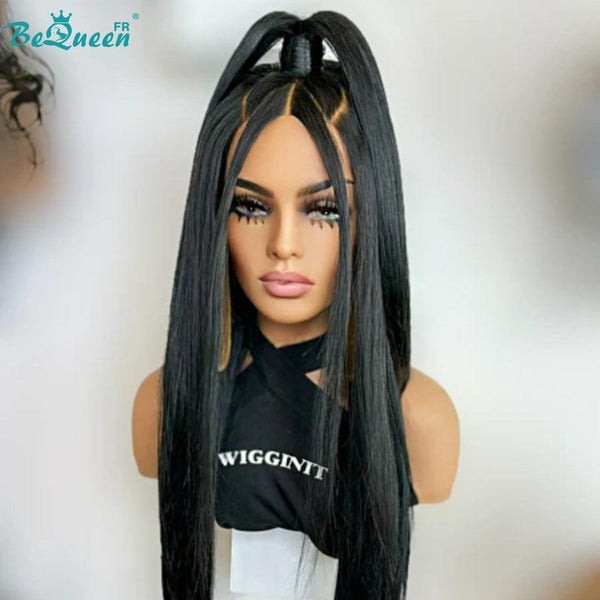 BeQueen "Mina" Long Straight Lace Front Wig with Ponytail 18 Inches Half Price
