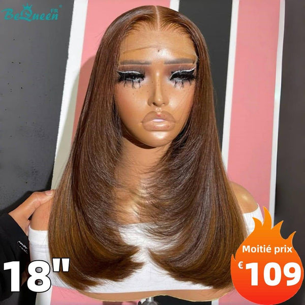 BeQueen "Mina" Long Straight Brown Color Wig with 13X4 Lace Front Half Price