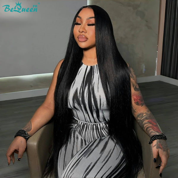 BeQueen "Mina" Lange, glatte Perücke mit Spitzenfrontal 30 Zoll halbpreisig