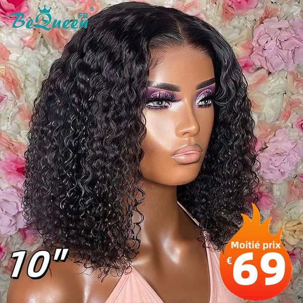 BeQueen "Paula" Curly Wave Bob Wig with Lace Frontal 10 Inches Half Price