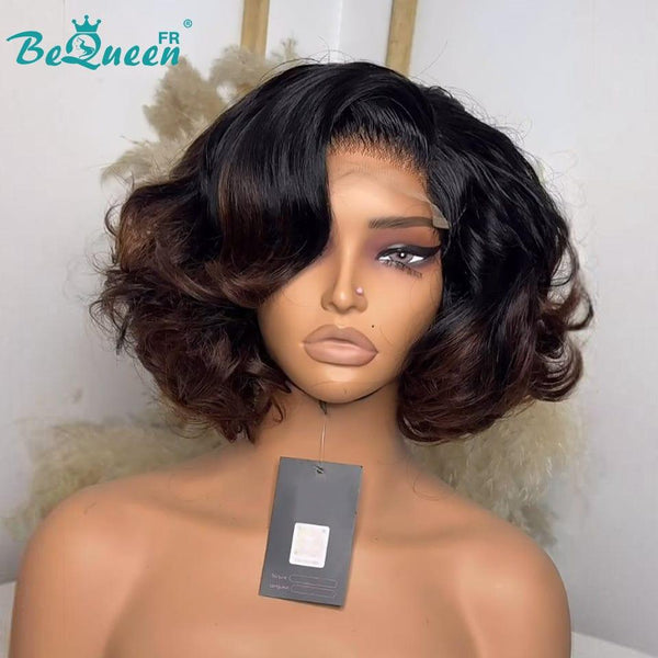 BeQueen "Polysia" Perruque Bob bouncy avec Lace closure 5*5  Couleur noir et marron 12 Pouces Moitié prix