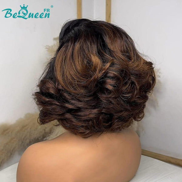 BeQueen "Polysia" Perruque Bob bouncy avec Lace closure 5*5  Couleur noir et marron 12 Pouces Moitié prix