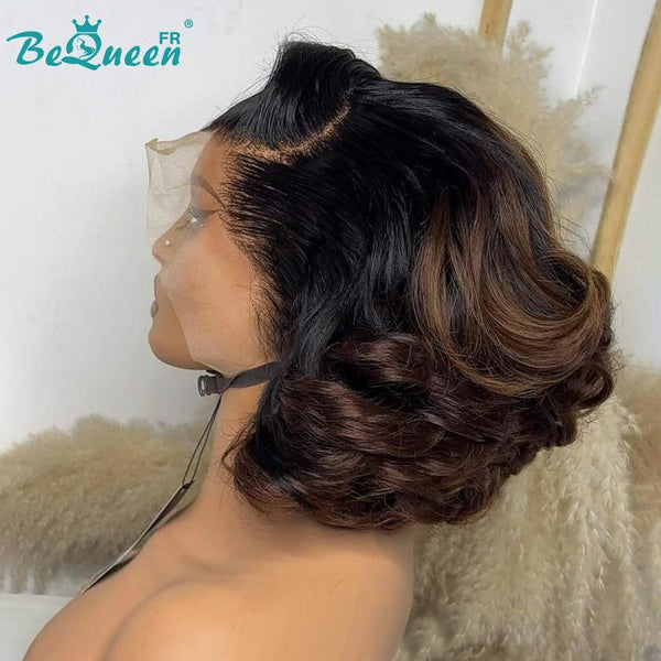 BeQueen "Polysia" Perruque Bob bouncy avec Lace closure 5*5  Couleur noir et marron 12 Pouces Moitié prix