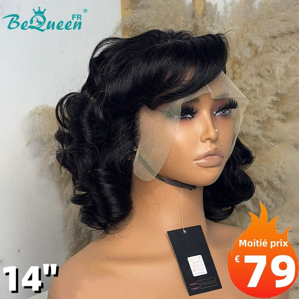BeQueen "Polysia" Bouncy Bob Wig with Lace Front 14 Inches Half Price